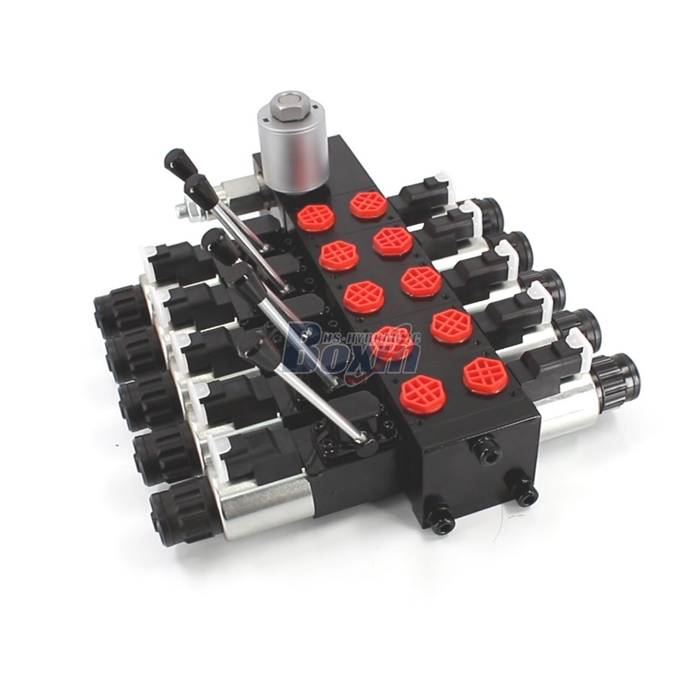 High Pressure DCV56 Solenoid 5 Spool Sectional Hydraulic Valve main image